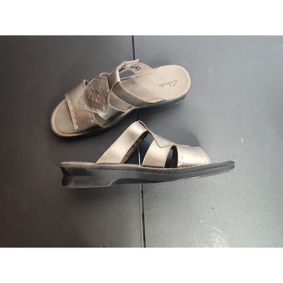 Clarks Patty Athens Pewter Sandals Slide 10M womens comfort - Picture 3 of 7
